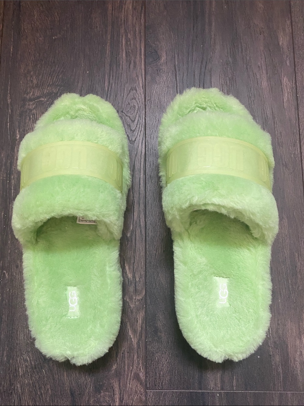 UGG Fluff Slide Sandals in Pastel Green